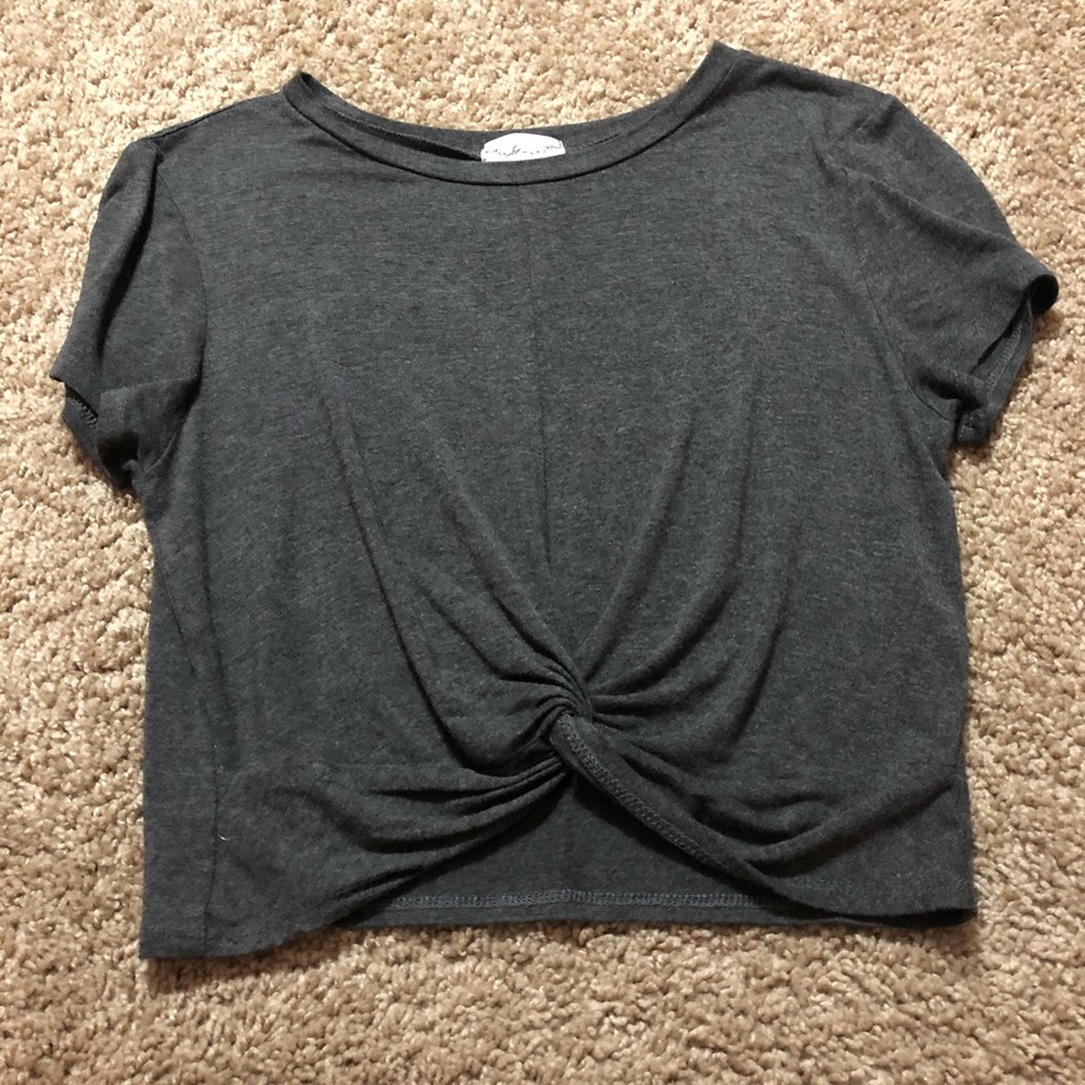 Gray knot crop top